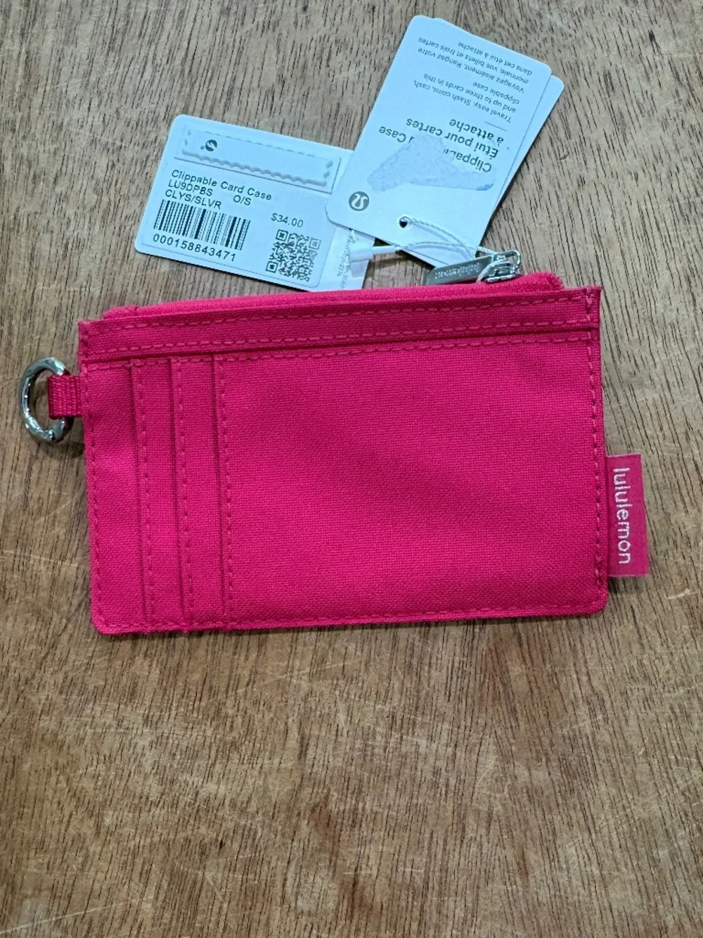 Lululemon Clippable card case Calypso pink